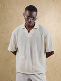 Top Polo de Manga Curta Ajustada Tipo Cropped SUMWON para Homens, em Padrão de Malha Aberta, Casual de Verão para Golfe, Gola Simples