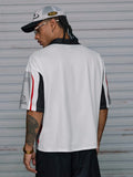 AXEPEAK Camisa Polo Masculina com Blocos de Cor e Estampa de Letras