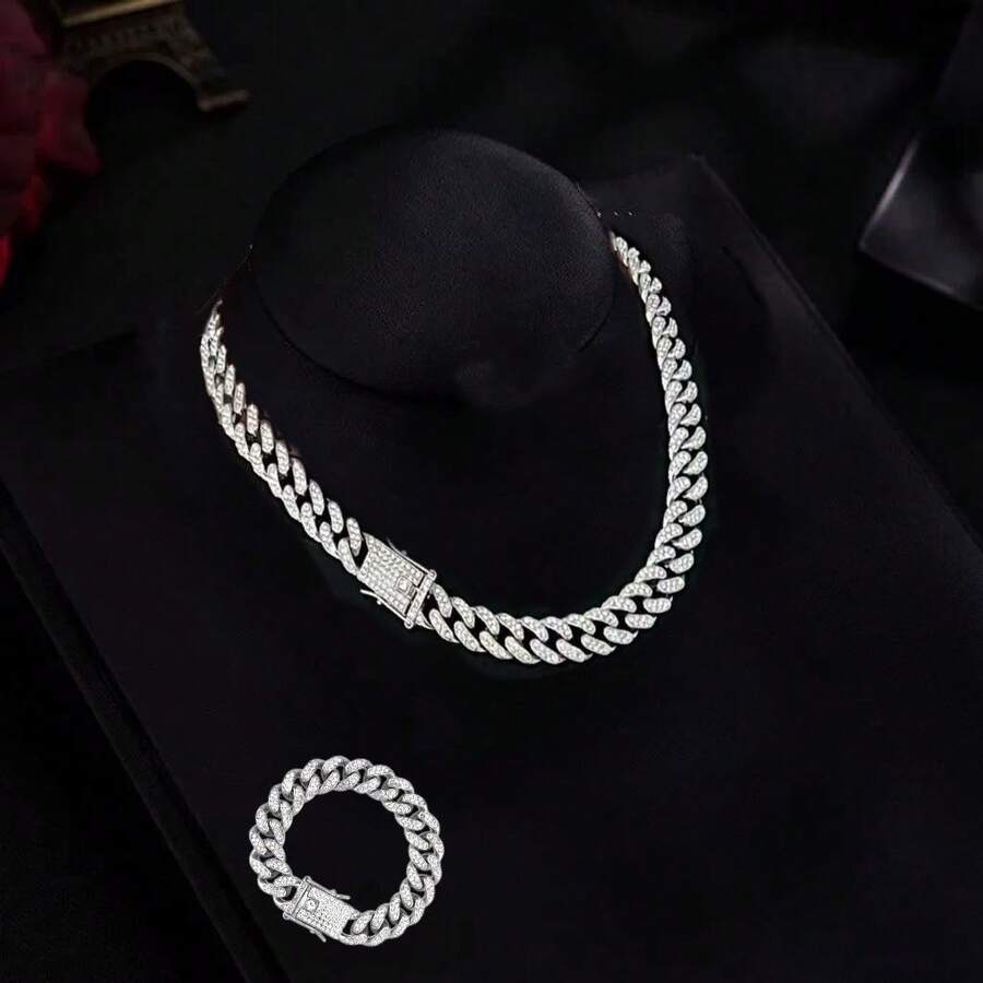 Conjunto Colar e Pulseira Diamond Cuban