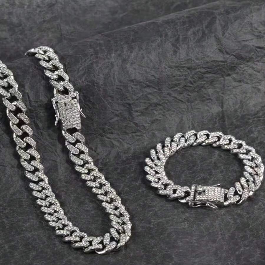 Conjunto Colar e Pulseira Diamond Cuban