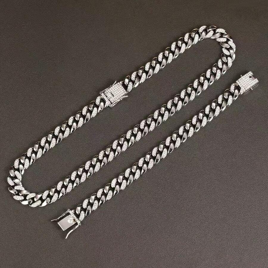 Conjunto Colar e Pulseira Diamond Cuban