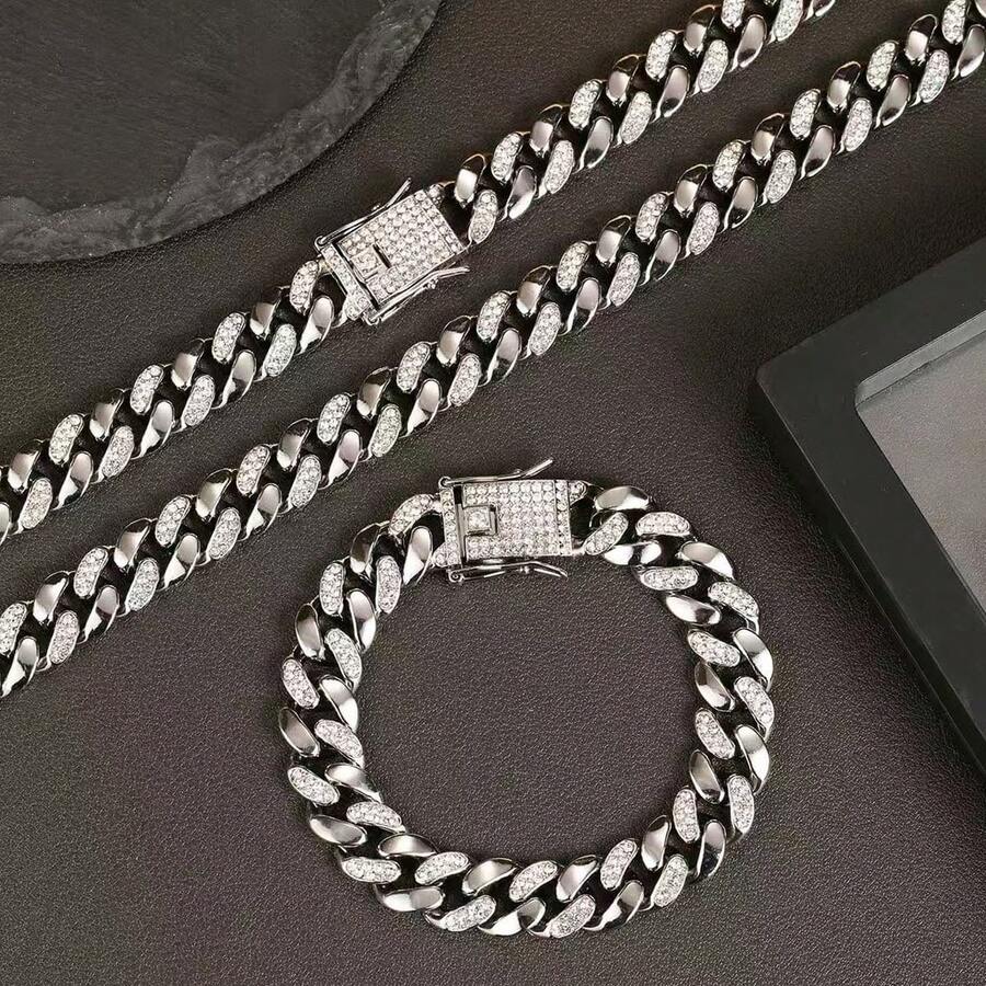 Conjunto Colar e Pulseira Diamond Cuban