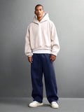 SUMWON Calça de Moletom Relaxada com Ajuste de Barril, Detalhe de Listras Laterais e Cordão na Cintura para Conforto Casual do Dia a Dia, Lisa