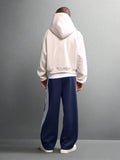 SUMWON Calça de Moletom Relaxada com Ajuste de Barril, Detalhe de Listras Laterais e Cordão na Cintura para Conforto Casual do Dia a Dia, Lisa