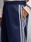 SUMWON Calça de Moletom Relaxada com Ajuste de Barril, Detalhe de Listras Laterais e Cordão na Cintura para Conforto Casual do Dia a Dia, Lisa