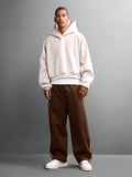 SUMWON Calça de Moletom Relaxada com Ajuste de Barril, Detalhe de Listras Laterais e Cordão na Cintura para Conforto Casual do Dia a Dia, Lisa