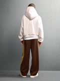 SUMWON Calça de Moletom Relaxada com Ajuste de Barril, Detalhe de Listras Laterais e Cordão na Cintura para Conforto Casual do Dia a Dia, Lisa