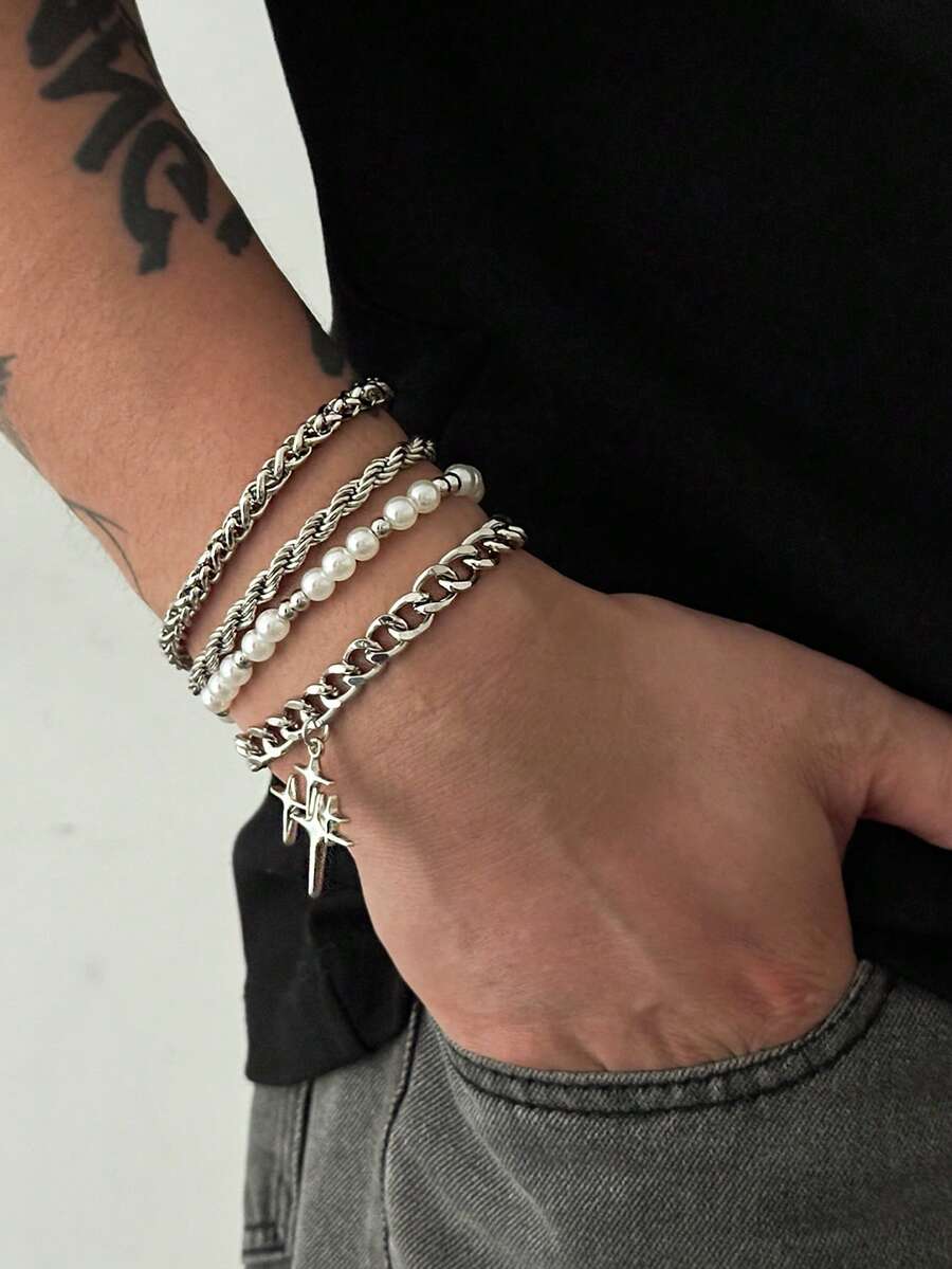 Conjunto Pulseiras Punk Cross