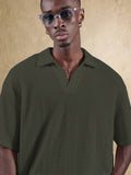 Top Polo de Manga Curta Ajustada Tipo Cropped SUMWON para Homens, em Padrão de Malha Aberta, Casual de Verão para Golfe, Gola Simples