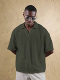 Top Polo de Manga Curta Ajustada Tipo Cropped SUMWON para Homens, em Padrão de Malha Aberta, Casual de Verão para Golfe, Gola Simples