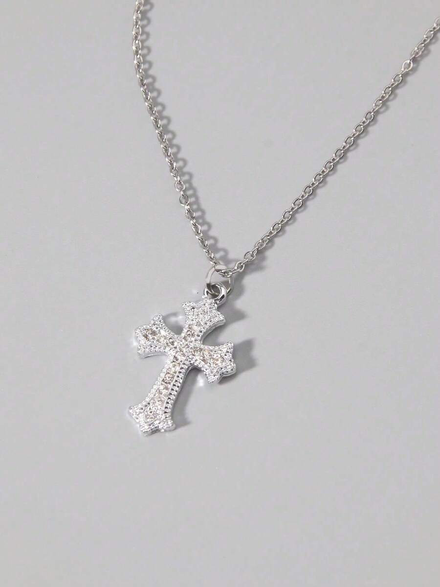 Colar Crucifixo Strass