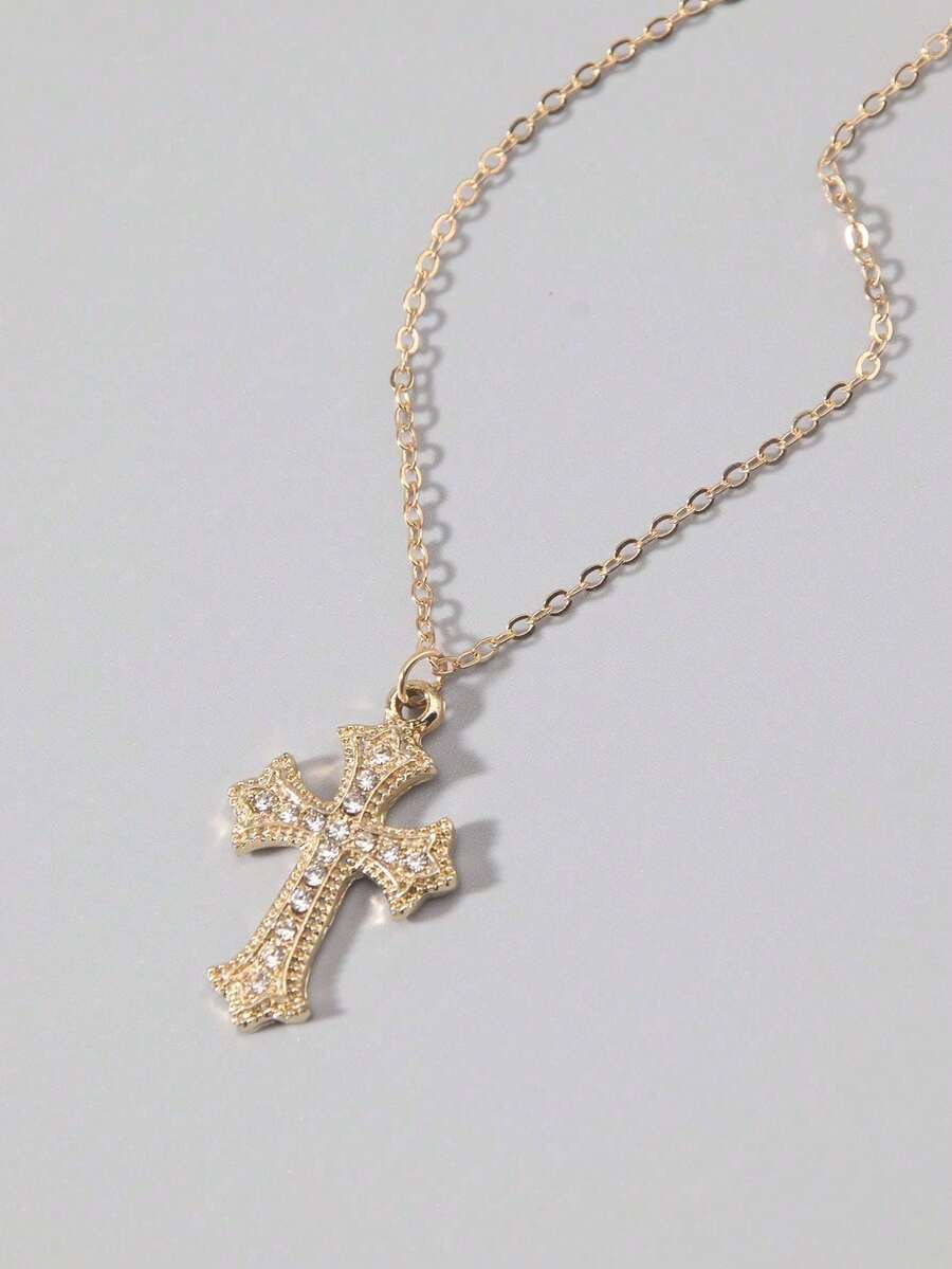 Colar Crucifixo Strass