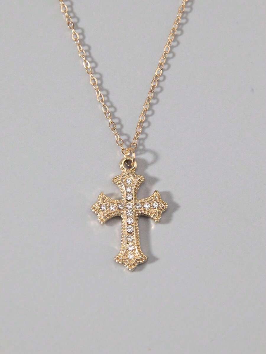 Colar Crucifixo Strass
