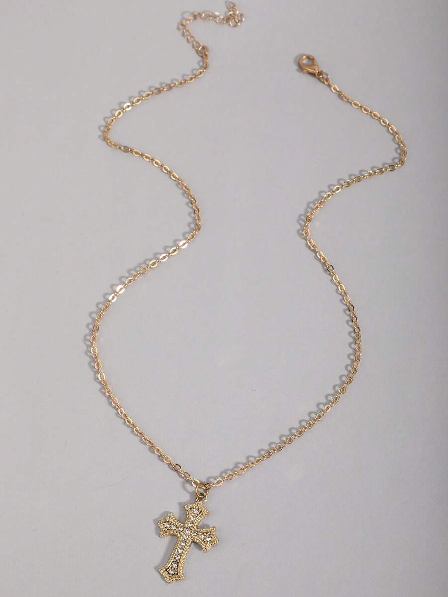 Colar Crucifixo Strass