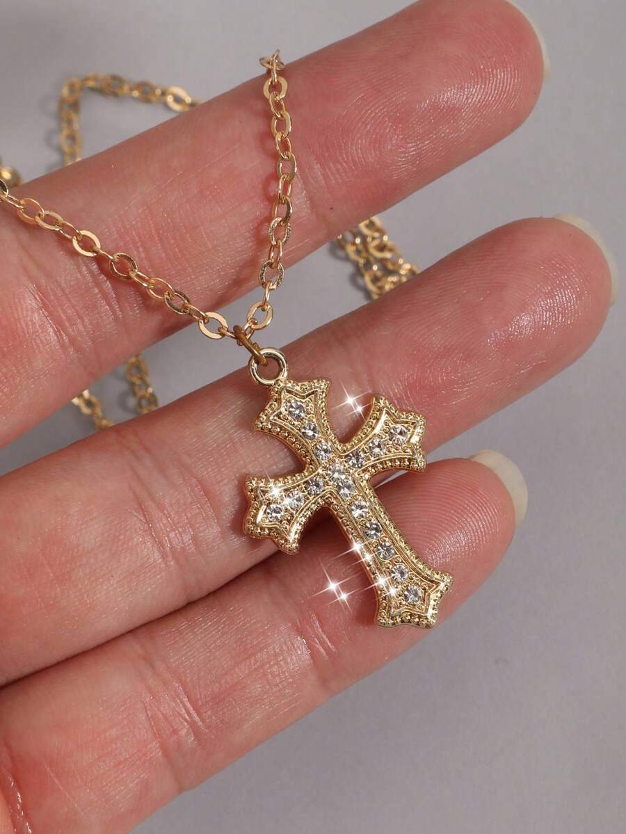 Colar Crucifixo Strass