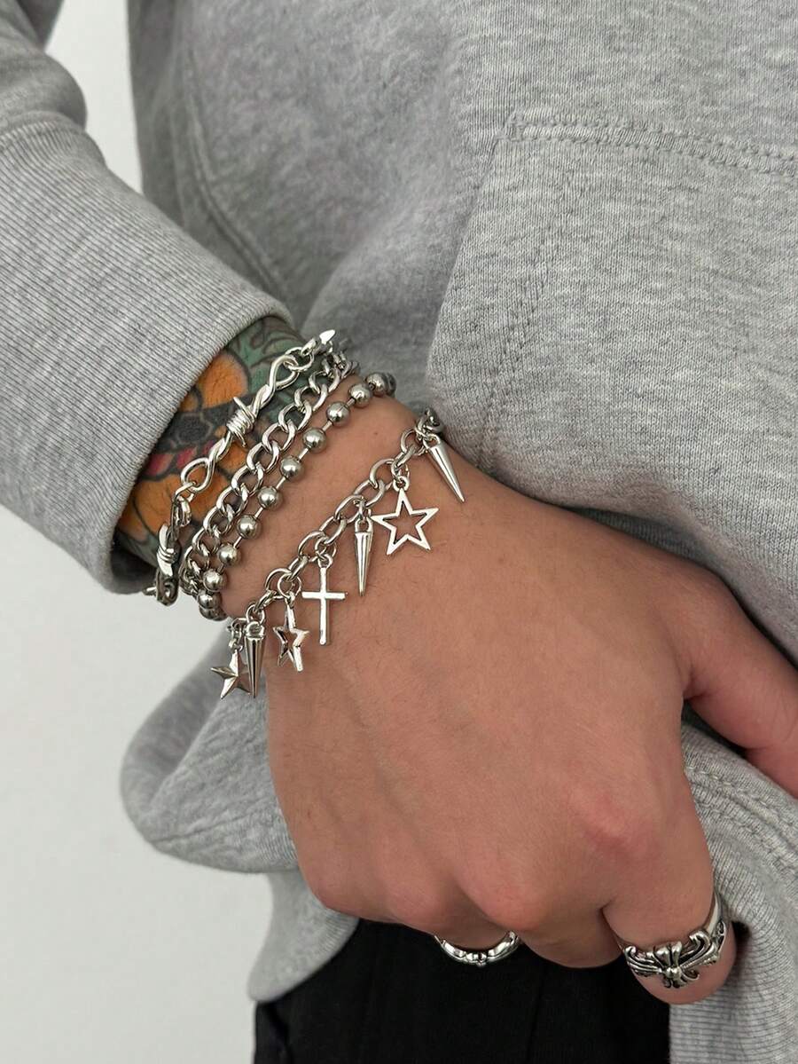 Conjunto Pulseiras Punk Cross