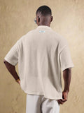Top Polo de Manga Curta Ajustada Tipo Cropped SUMWON para Homens, em Padrão de Malha Aberta, Casual de Verão para Golfe, Gola Simples