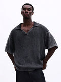 SUMWON Polo de Malha Canelada com Mangas Curtas e Detalhes de Acabamento Contrastantes, Top Casual para Conforto e Estilo do Dia a Dia