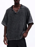 SUMWON Polo de Malha Canelada com Mangas Curtas e Detalhes de Acabamento Contrastantes, Top Casual para Conforto e Estilo do Dia a Dia