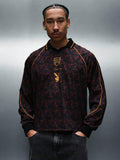PLAYBOY X SUMWON Camisa Polo de Manga Longa com Logotipo de Coelho, Padrão Geométrico, Clube de Futebol, Uso Casual Premium