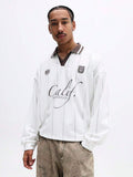 SUMWON Camisa Polo de Manga Longa Listrada com Gola e Design de Ajuste Regular Casual
