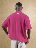 Top Polo de Manga Curta Ajustada Tipo Cropped SUMWON para Homens, em Padrão de Malha Aberta, Casual de Verão para Golfe, Gola Simples