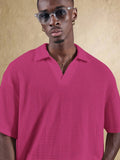 Top Polo de Manga Curta Ajustada Tipo Cropped SUMWON para Homens, em Padrão de Malha Aberta, Casual de Verão para Golfe, Gola Simples
