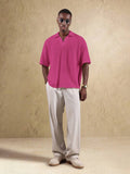 Top Polo de Manga Curta Ajustada Tipo Cropped SUMWON para Homens, em Padrão de Malha Aberta, Casual de Verão para Golfe, Gola Simples