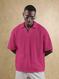 Top Polo de Manga Curta Ajustada Tipo Cropped SUMWON para Homens, em Padrão de Malha Aberta, Casual de Verão para Golfe, Gola Simples