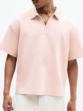 SUMWON Camisa Polo Bordada Ajuste de Caixa Masculina de Manga Curta com Gola, Verão Casual Clássico, Corte Quadrado