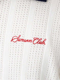 SUMWON Camisa Polo de Malha Canelada com Gola de Contraste, Manga Curta, Botões Até a Metade, Caimento Regular, Estilo Casual de Primavera e Verão, Vintage