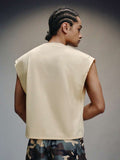 PAVTROS Regata de Ombros Largos Estilo Streetwear da Moda Masculina, com Designs Vintage e Heráldicos de Alta Rua, Streetwear Retrô dos Anos 90, Misturando Estilos Vintage, Punk, Y2K, Ajuste Limpo, Adequado para Rappers, Presentes de Férias, Presentes par