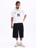 SUMWON Camisa Polo Casual Masculina com Estampa de Número, Manga Curta, Gola, Ajuste Quadrado, Botões, Parte Superior