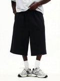 SUMWON Calça de Moletom Casual Masculina de Perna Larga e Relaxada com Cordão na Cintura, Streetwear para Lazer