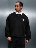 PLAYBOY X SUMWON Camisa Polo de Manga Longa com Colarinho e Logotipo de Coelho, Casual de Outono e Inverno, Streetwear Clássico com Botões