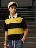 SWAVVY Camisa Polo Masculina Casual de Verão, Ajuste Solto, Tamanho Padrão, Blocos de Cores Sólidas Azul e Branco
