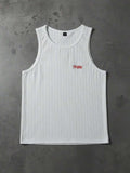 PAVTROS Regata Casual Solta de Gola Careca e Sem Mangas Versátil para o Dia a Dia, Regata Gráfica para Homens, Regatas para Homens, Camiseta Sem Mangas Streetwear para Homens, Regata Branca para Homens, Regata Canelada para Homens