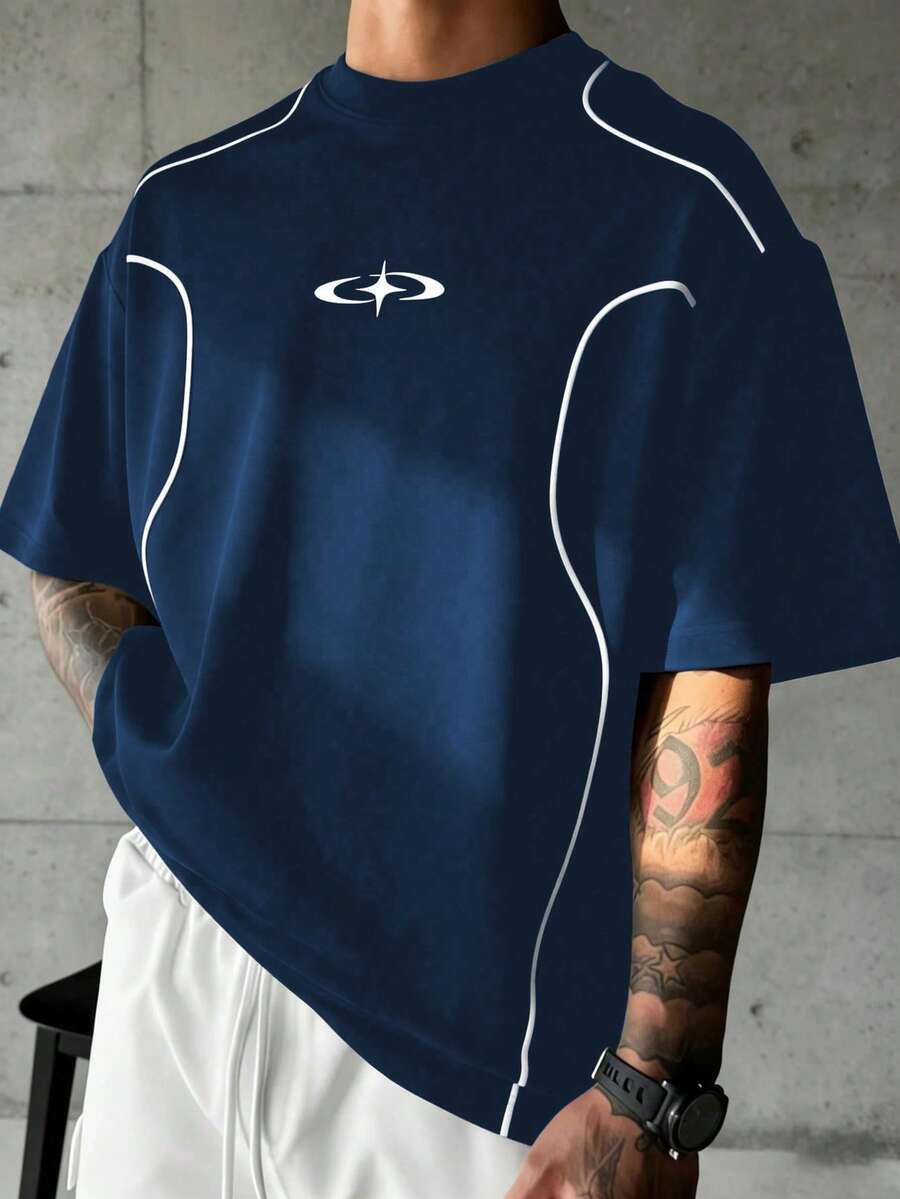 Camiseta Pavtros Folgado Estampa Gráfica Recorte