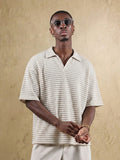 Top Polo de Manga Curta Ajustada Tipo Cropped SUMWON para Homens, em Padrão de Malha Aberta, Casual de Verão para Golfe, Gola Simples