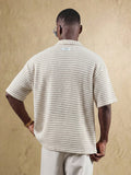Top Polo de Manga Curta Ajustada Tipo Cropped SUMWON para Homens, em Padrão de Malha Aberta, Casual de Verão para Golfe, Gola Simples
