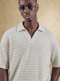 Top Polo de Manga Curta Ajustada Tipo Cropped SUMWON para Homens, em Padrão de Malha Aberta, Casual de Verão para Golfe, Gola Simples