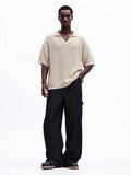 SUMWON Polo de Malha Canelada com Mangas Curtas e Detalhes de Acabamento Contrastantes, Top Casual para Conforto e Estilo do Dia a Dia