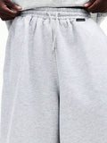 SUMWON Calça de Moletom Casual Masculina de Perna Larga e Relaxada com Cordão na Cintura, Streetwear para Lazer