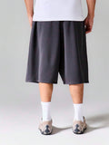 SUMWON Shorts Casuais de Basquete Streetwear Oversized com Perna Larga e Cordão, Shorts Longos Cinza, Shorts Folgados, Joggers de Perna Larga