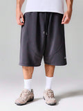 SUMWON Shorts Casuais de Basquete Streetwear Oversized com Perna Larga e Cordão, Shorts Longos Cinza, Shorts Folgados, Joggers de Perna Larga