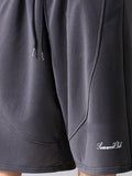 SUMWON Shorts Casuais de Basquete Streetwear Oversized com Perna Larga e Cordão, Shorts Longos Cinza, Shorts Folgados, Joggers de Perna Larga