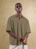 Top Polo de Manga Curta Ajustada Tipo Cropped SUMWON para Homens, em Padrão de Malha Aberta, Casual de Verão para Golfe, Gola Simples