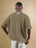 Top Polo de Manga Curta Ajustada Tipo Cropped SUMWON para Homens, em Padrão de Malha Aberta, Casual de Verão para Golfe, Gola Simples