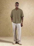 Top Polo de Manga Curta Ajustada Tipo Cropped SUMWON para Homens, em Padrão de Malha Aberta, Casual de Verão para Golfe, Gola Simples