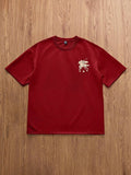 STYNVO Camiseta Branca Solta com Estampa de Letra, Ombros Caídos, Casual para Férias e Transporte, Moda de Rua, Verão